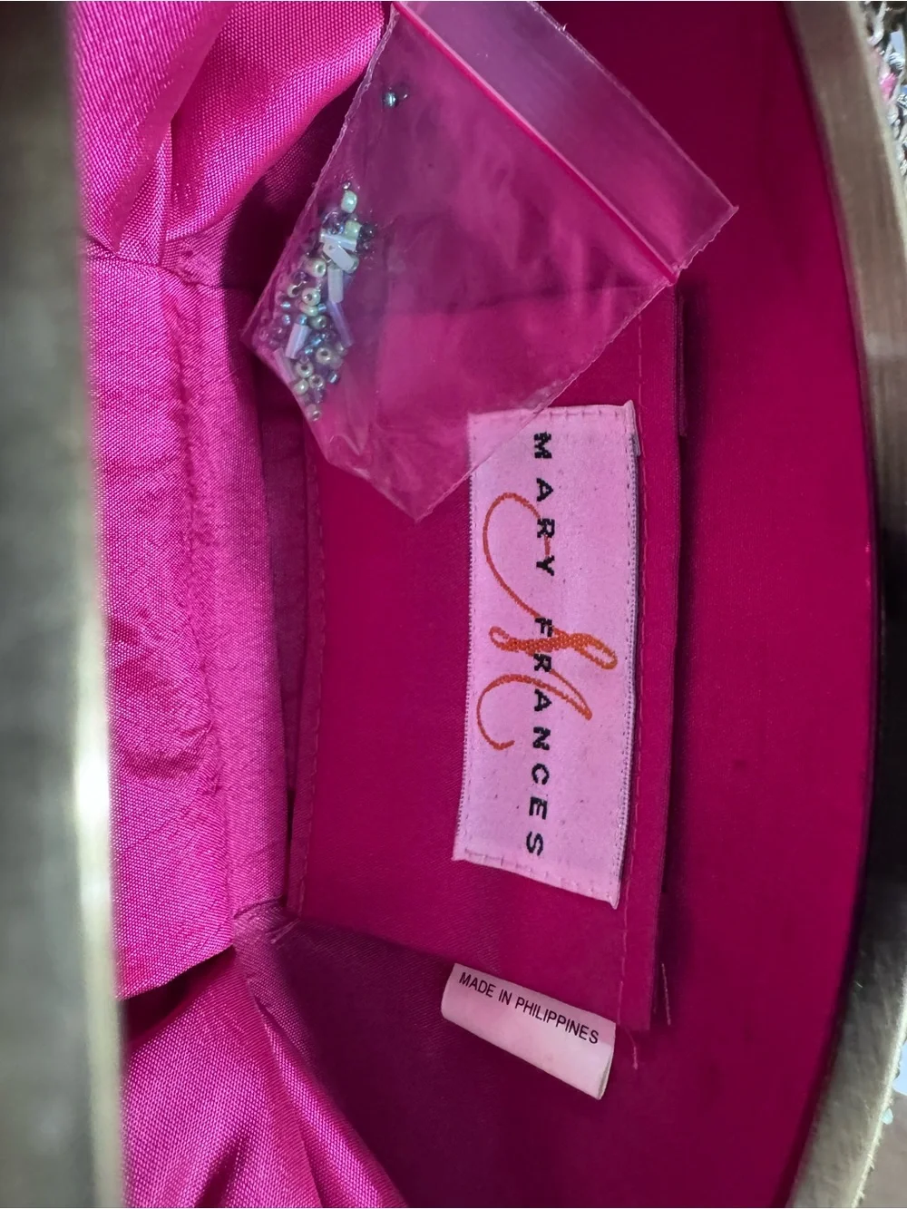 Vintage NWT Mary Frances Turquoise Pink Beaded Tea Garden Bag Purse Clutch